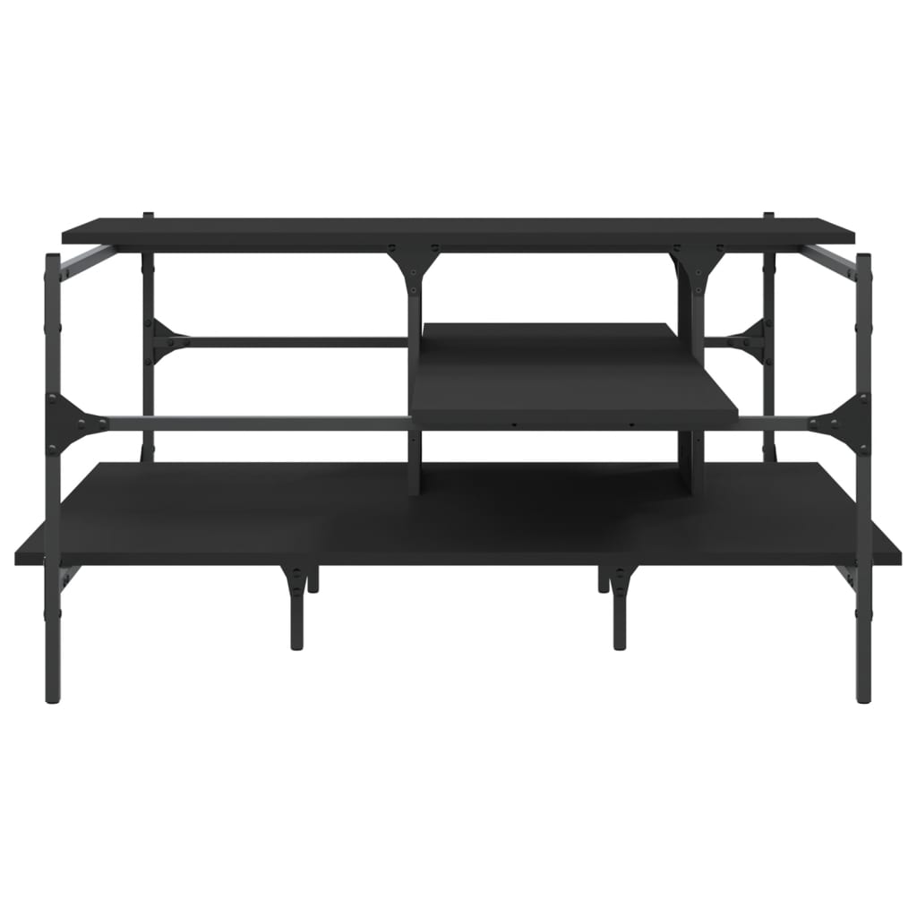 fekete szerelt fa dohányzóasztal 100 x 100 x 48,5 cm