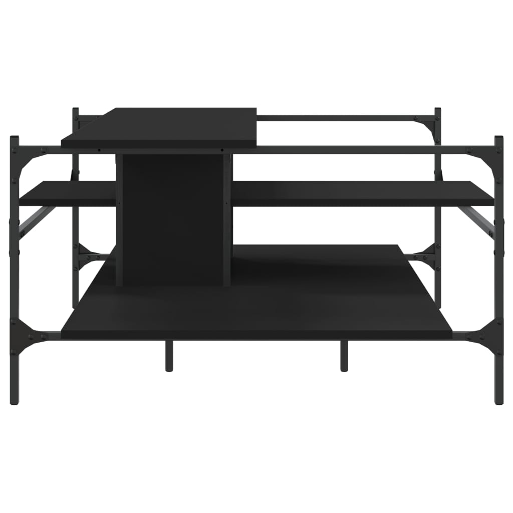 fekete szerelt fa dohányzóasztal 100 x 100 x 48,5 cm
