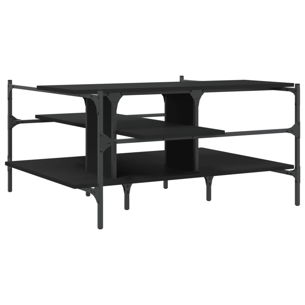 fekete szerelt fa dohányzóasztal 100 x 100 x 48,5 cm