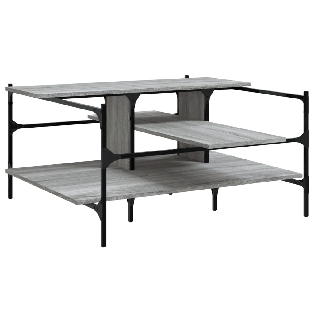 szürke sonoma szerelt fa dohányzóasztal 100x100x48,5 cm