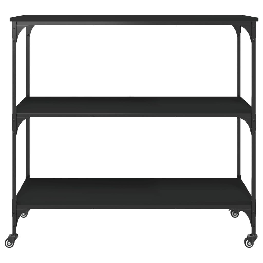 fekete szerelt fa konyhai kocsi 102 x 50 x 95 cm