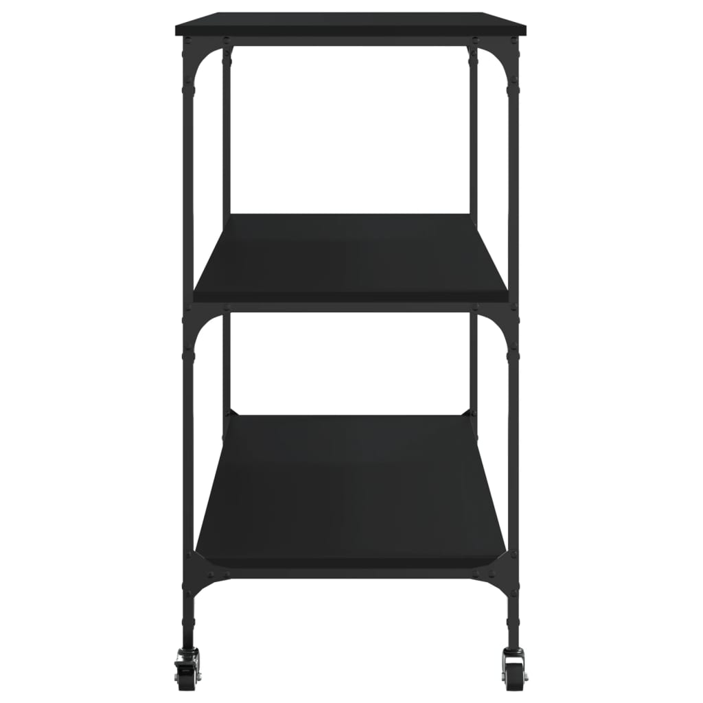 fekete szerelt fa konyhai kocsi 102 x 50 x 95 cm