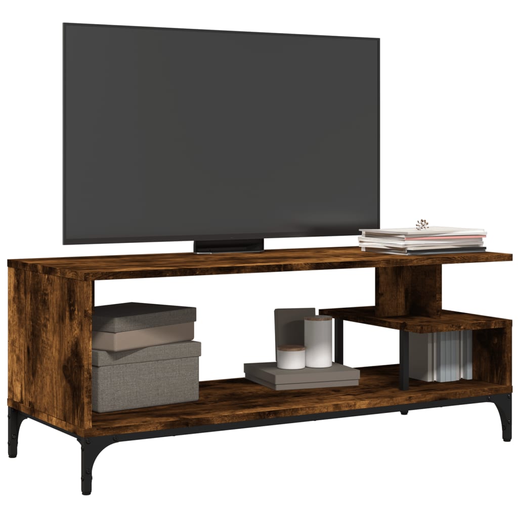 füstös tölgy szerelt fa/porszórt acél TV-szekrény 102x40x41 cm