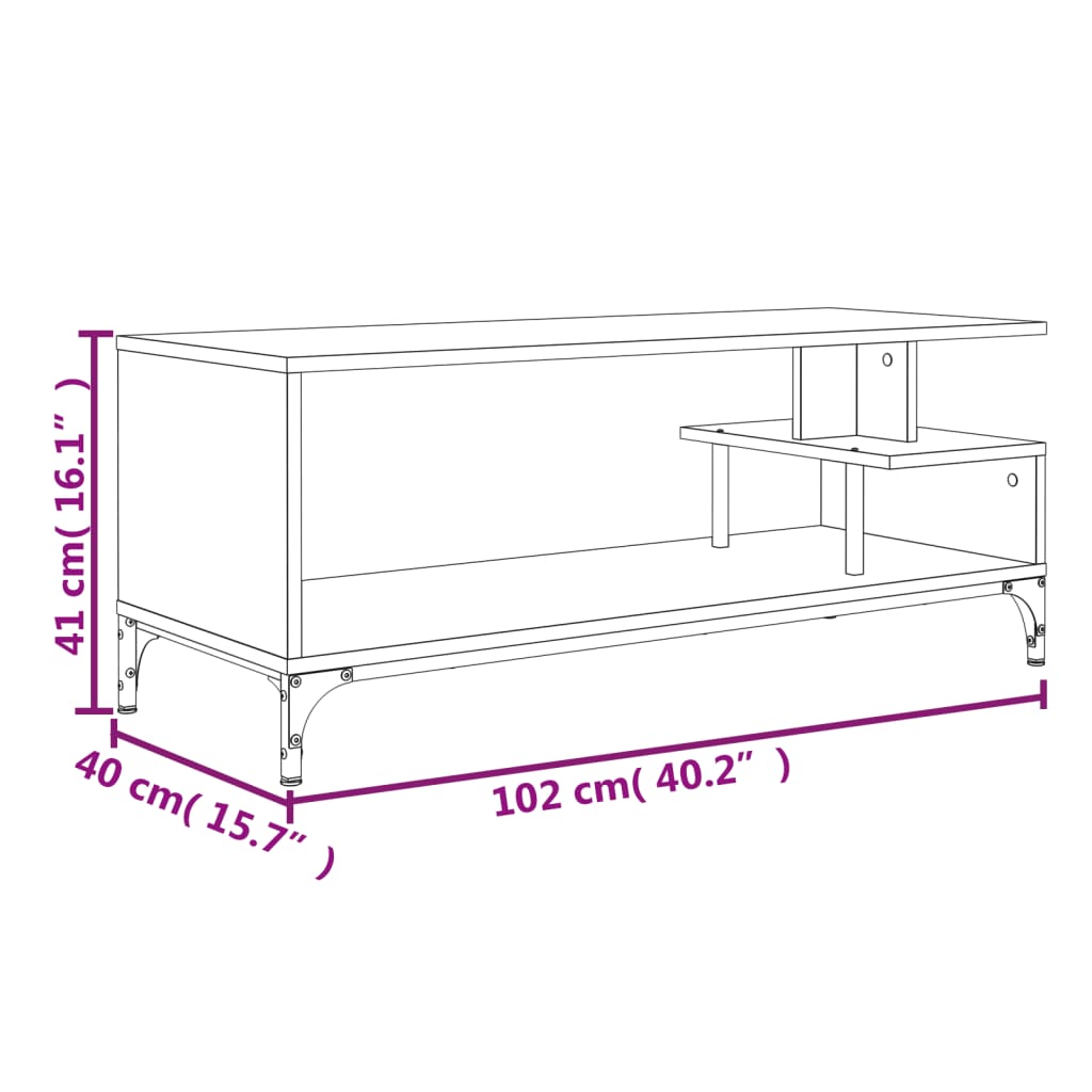 füstös tölgy szerelt fa/porszórt acél TV-szekrény 102x40x41 cm
