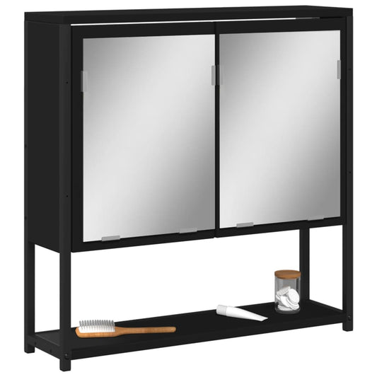 fekete szerelt fa fürdőszobai tükör 60 x 16 x 60 cm