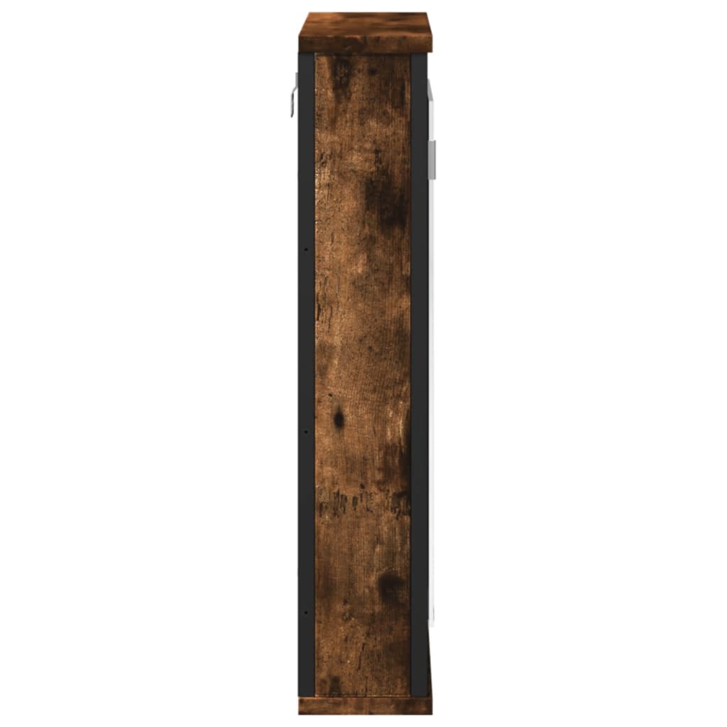 füstölt tölgy szerelt fa tükrös fürdőszobaszekrény 42x12x60 cm