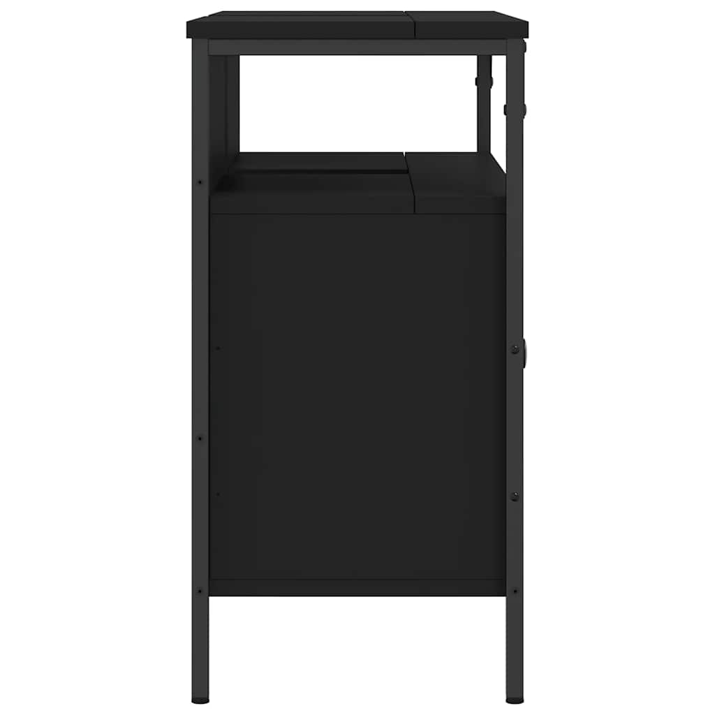 fekete szerelt fa fürdőszobai mosdószekrény 80 x 30 x 60 cm