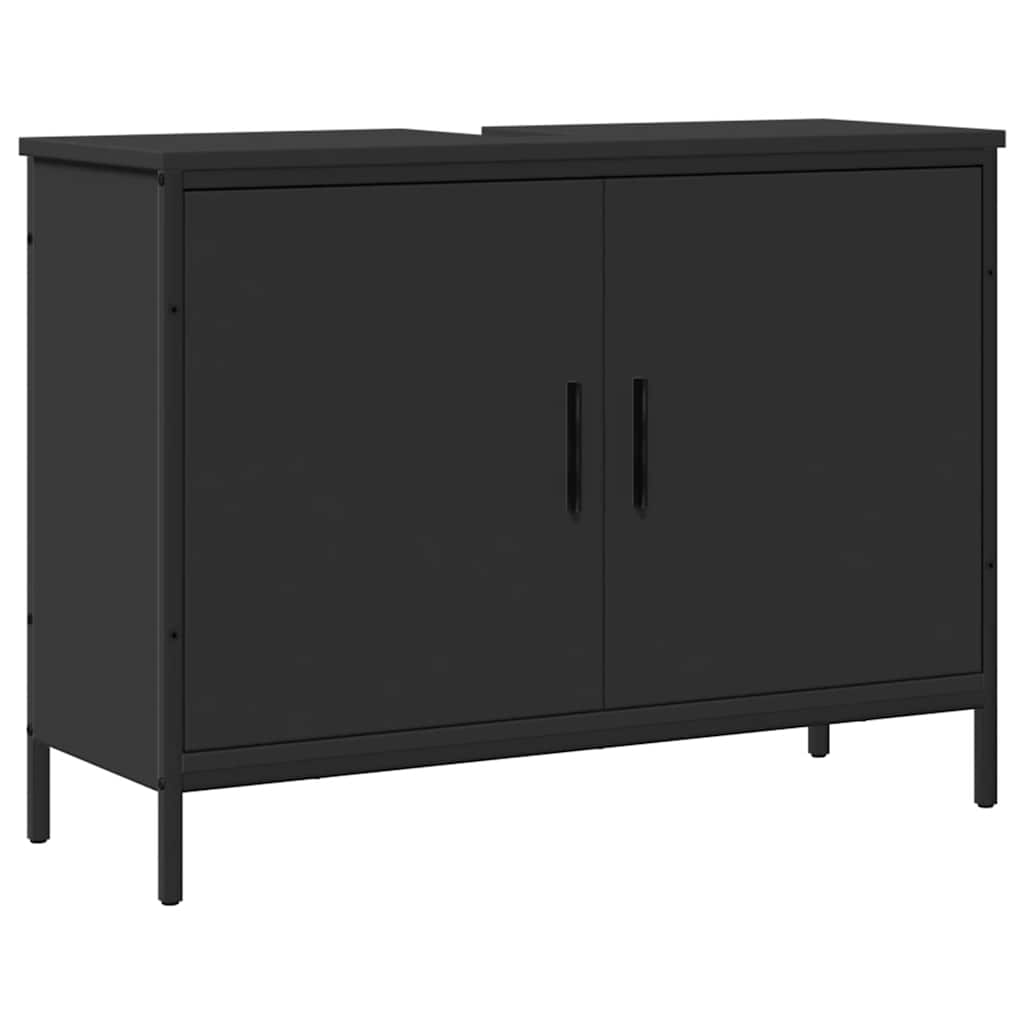 fekete szerelt fa fürdőszobai mosdószekrény 80 x 30 x 60 cm