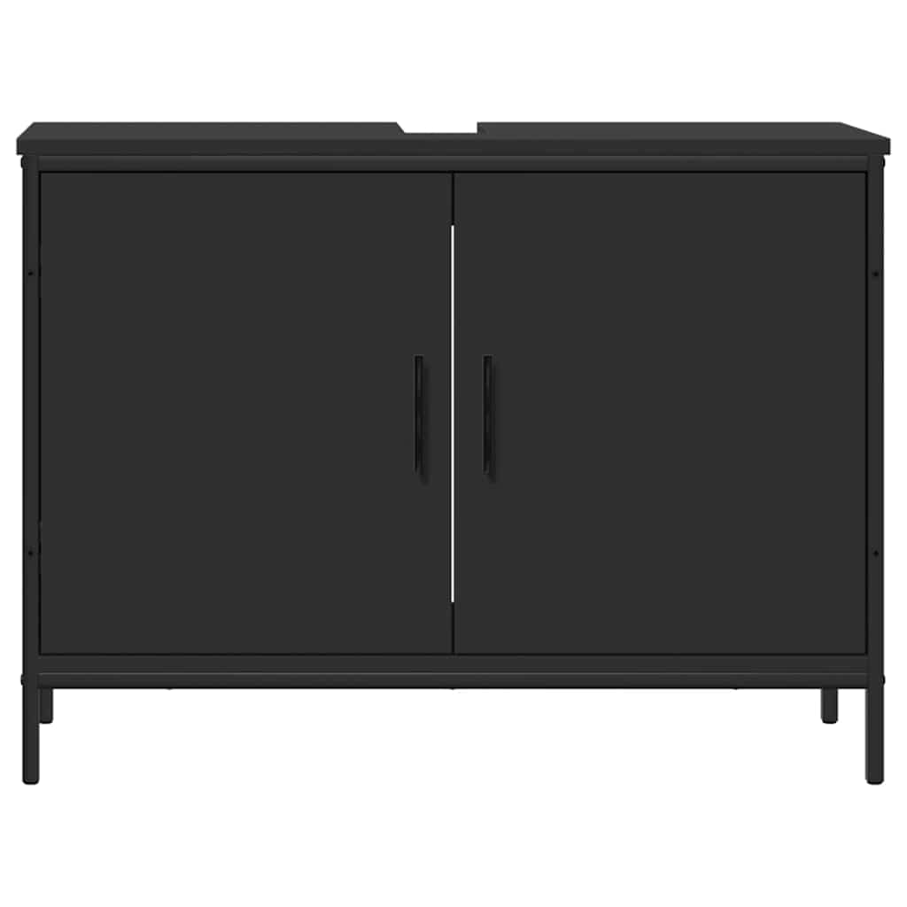 fekete szerelt fa fürdőszobai mosdószekrény 80 x 30 x 60 cm