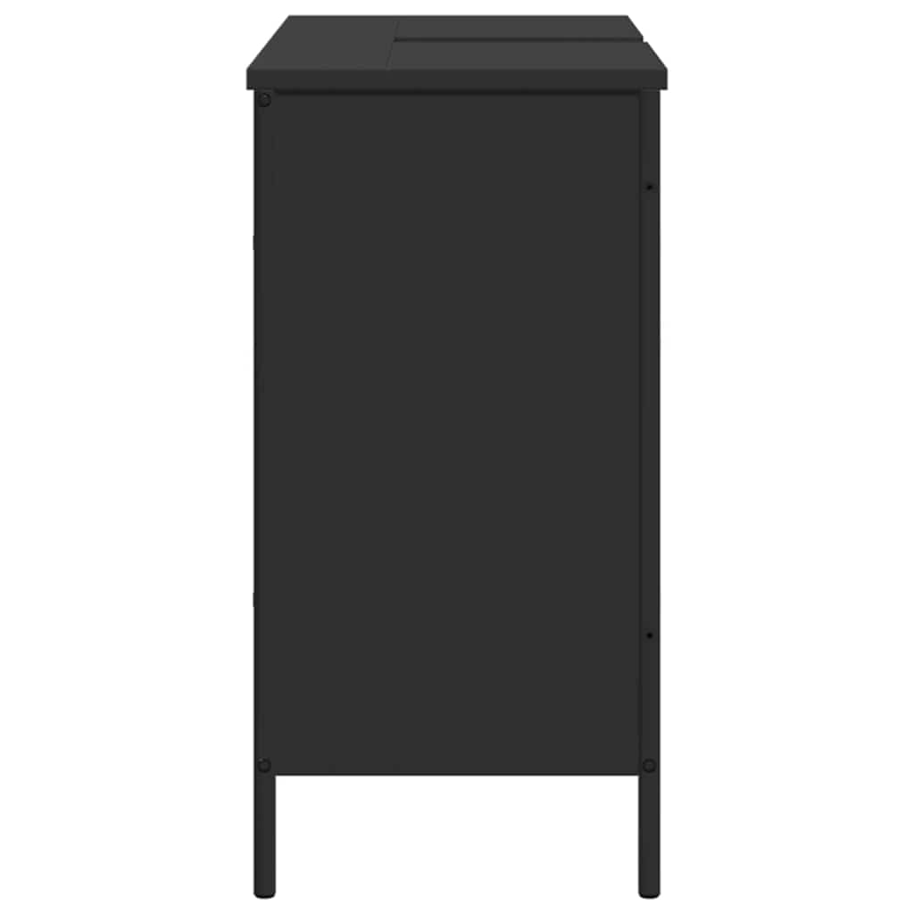 fekete szerelt fa fürdőszobai mosdószekrény 80 x 30 x 60 cm