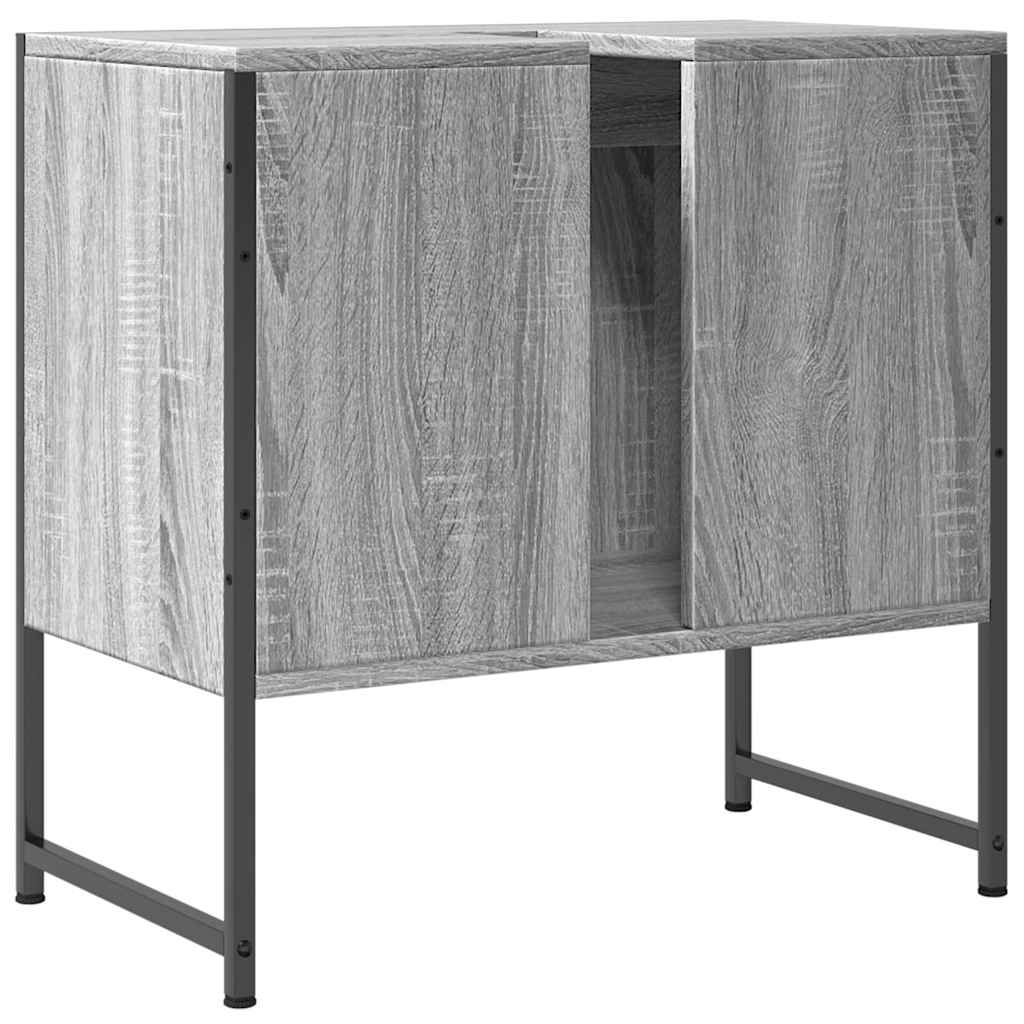 szürke sonoma szerelt fa fürdőszobai mosdószekrény 60x33x60 cm