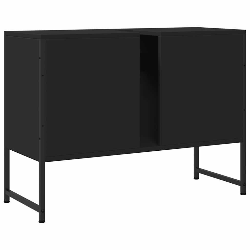 fekete szerelt fa fürdőszobai mosdószekrény 80 x 33 x 60 cm