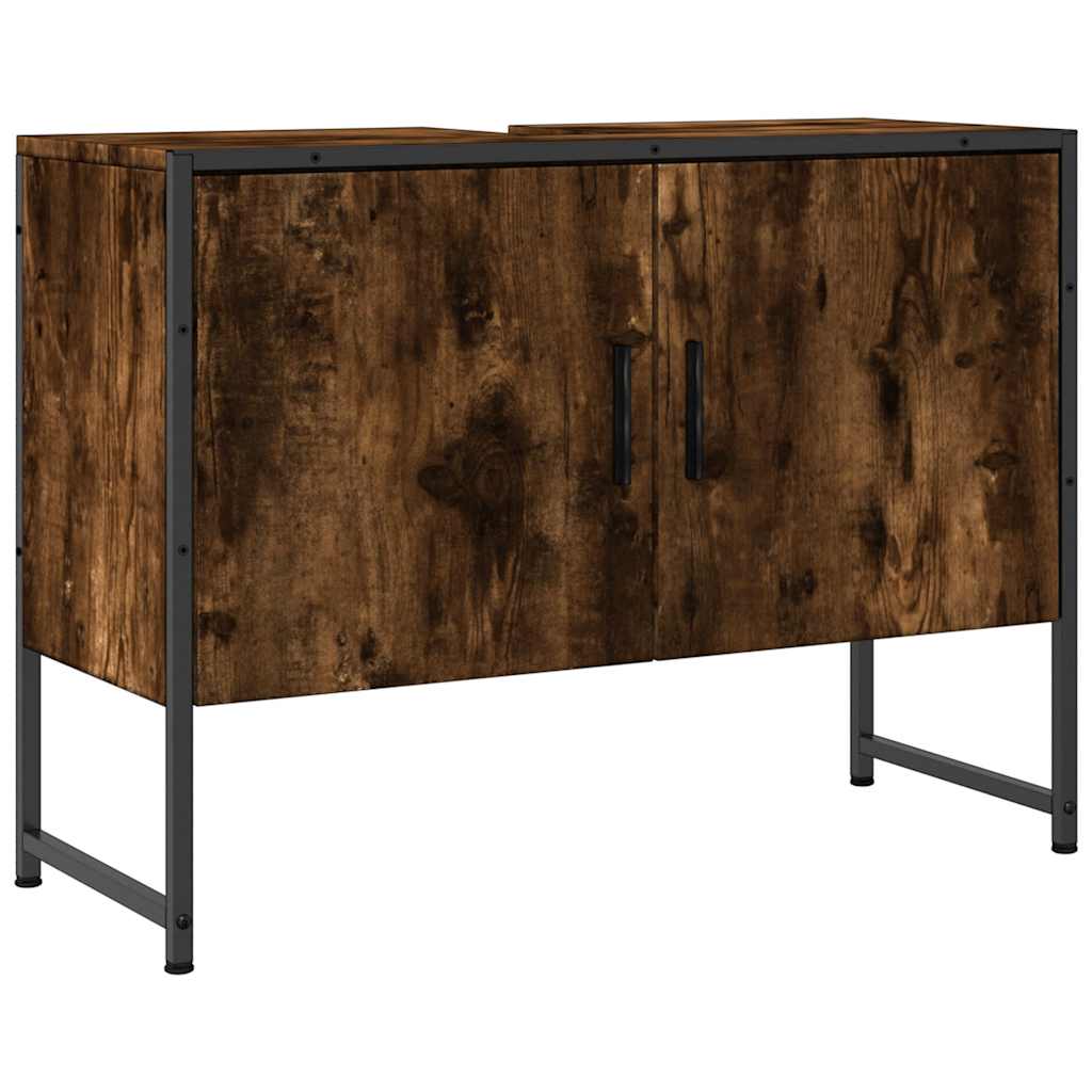 füstös tölgy szerelt fa fürdőszobai mosdószekrény 80x33x60 cm