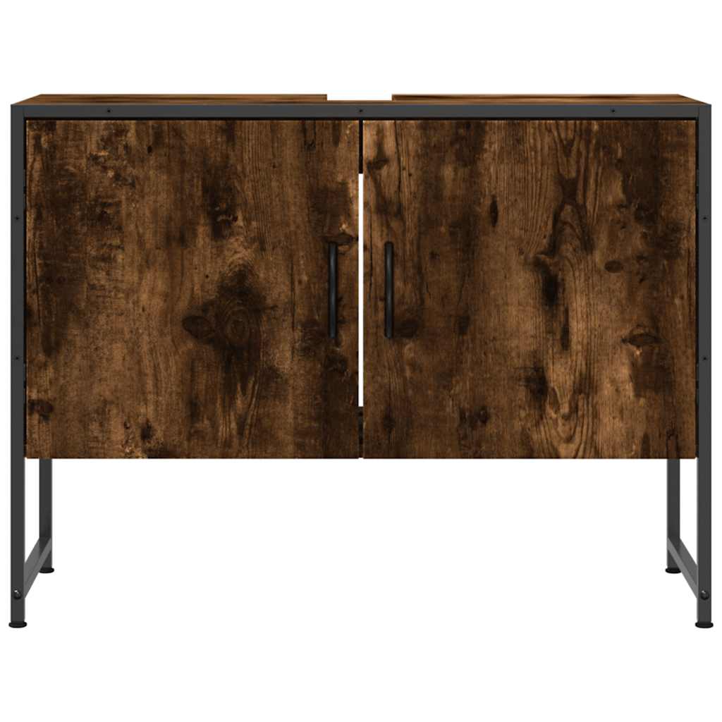 füstös tölgy szerelt fa fürdőszobai mosdószekrény 80x33x60 cm