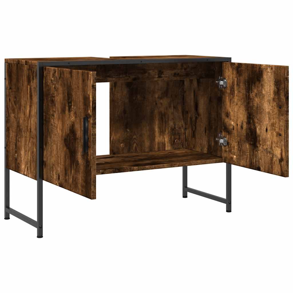 füstös tölgy szerelt fa fürdőszobai mosdószekrény 80x33x60 cm