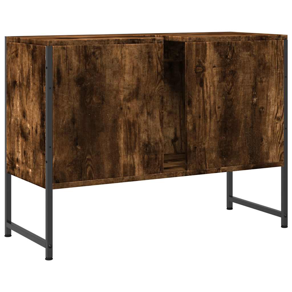 füstös tölgy szerelt fa fürdőszobai mosdószekrény 80x33x60 cm