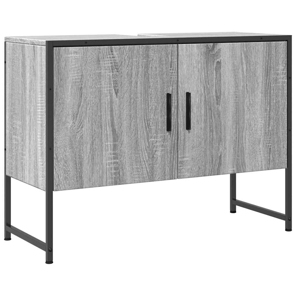 szürke sonoma szerelt fa fürdőszobai mosdószekrény 80x33x60 cm