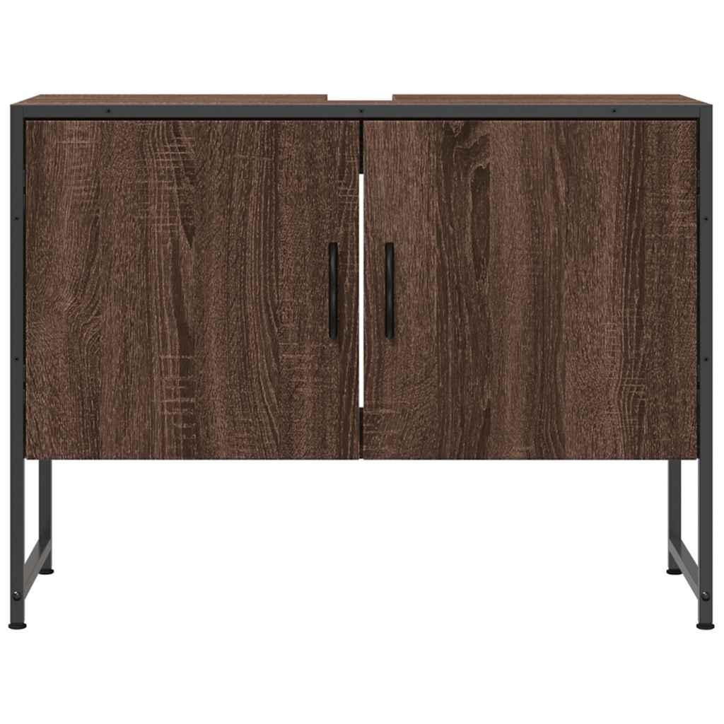 barna tölgy szerelt fa fürdőszobai mosdószekrény 80x33x60 cm