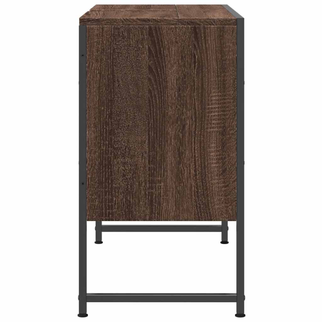 barna tölgy szerelt fa fürdőszobai mosdószekrény 80x33x60 cm