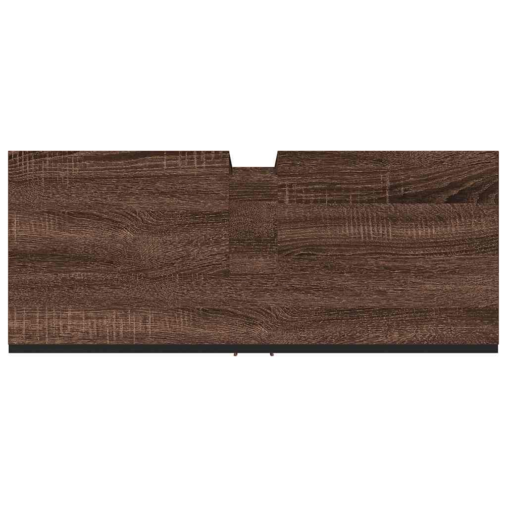 barna tölgy szerelt fa fürdőszobai mosdószekrény 80x33x60 cm