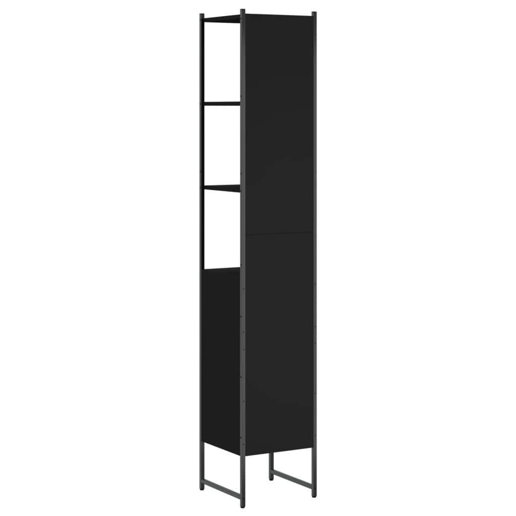 fekete szerelt fa fürdőszobaszekrény 33x33x185,5 cm