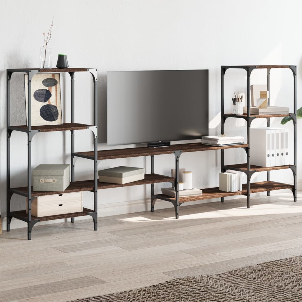 barna tölgy színű szerelt fa TV-szekrény 206,5x28,5x95 cm