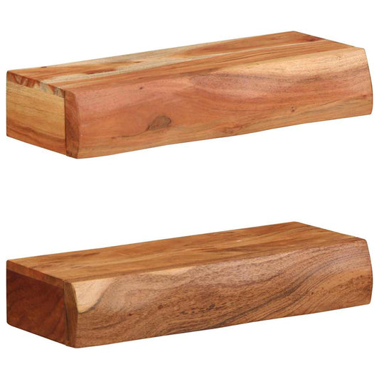 2 darab tömör akácfa fali polc 40x17x8 cm