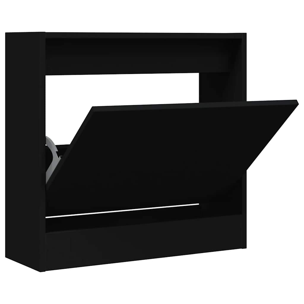 fekete szerelt fa cipőszekrény 60 x 21 x 57 cm