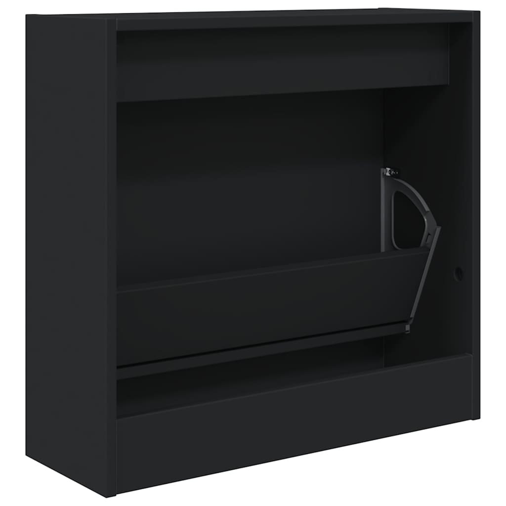 fekete szerelt fa cipőszekrény 60 x 21 x 57 cm