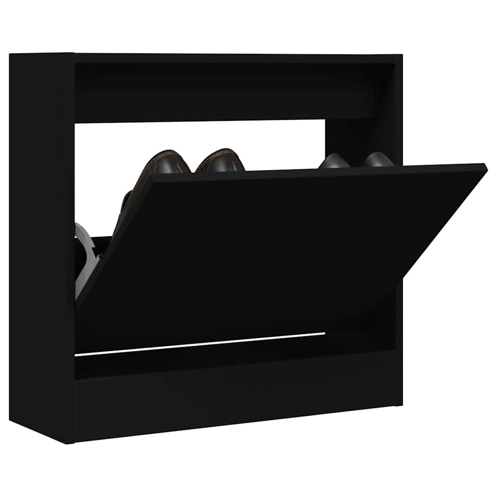 fekete szerelt fa cipőszekrény 60 x 21 x 57 cm