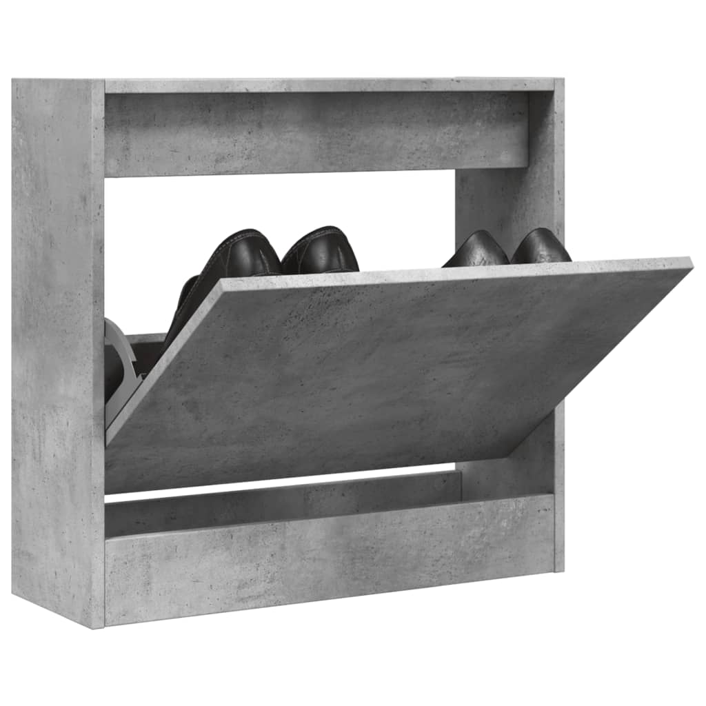 betonszürke szerelt fa cipőszekrény 60 x 21 x 57 cm