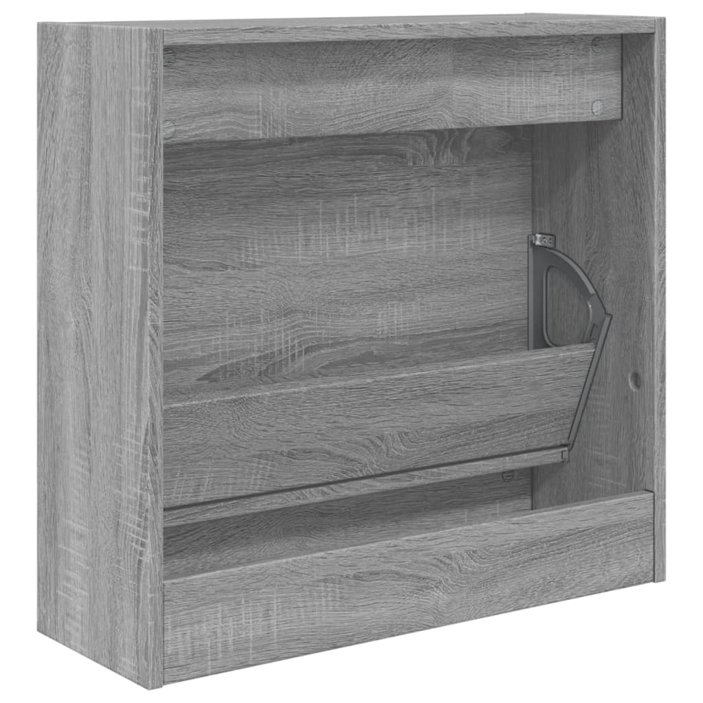 szürke sonoma színű szerelt fa cipőszekrény 60 x 21 x 57 cm