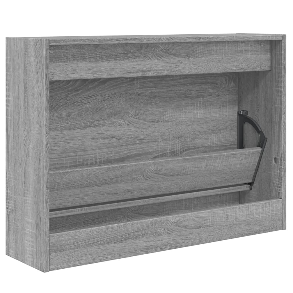 szürke sonoma színű szerelt fa cipőszekrény 80 x 21 x 57 cm