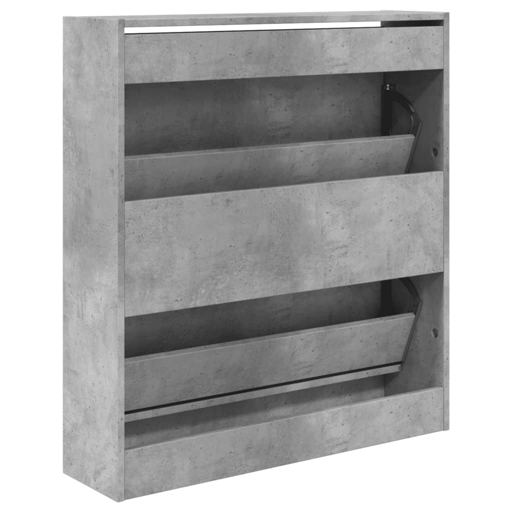 betonszürke szerelt fa cipőszekrény 80 x 21 x 87,5 cm