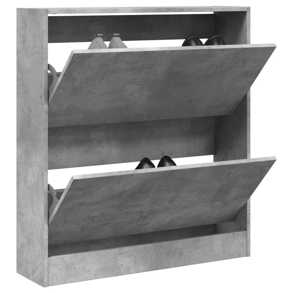 betonszürke szerelt fa cipőszekrény 80 x 21 x 87,5 cm