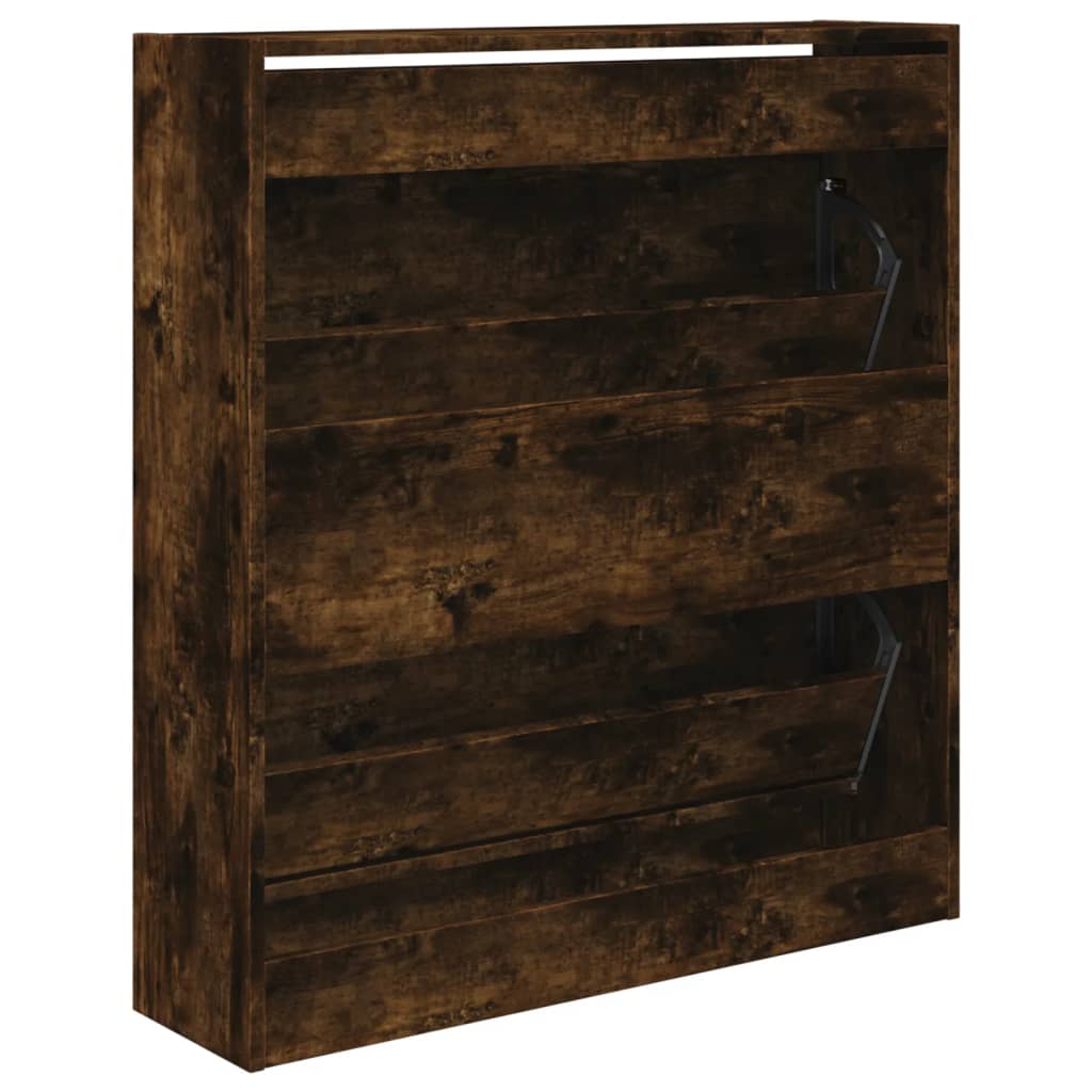 füstös tölgy színű szerelt fa cipőszekrény 80 x 21 x 87,5 cm