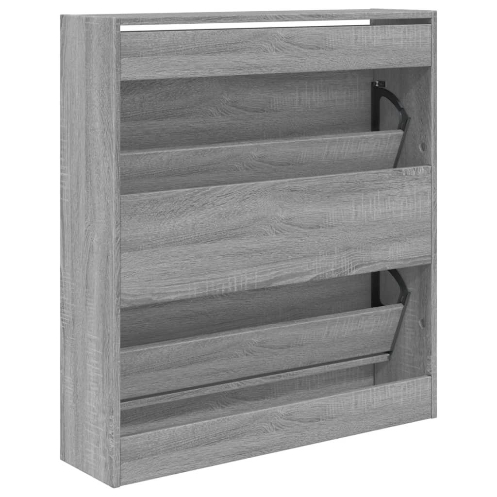 szürke sonoma színű szerelt fa cipőszekrény 80 x 21 x 87,5 cm