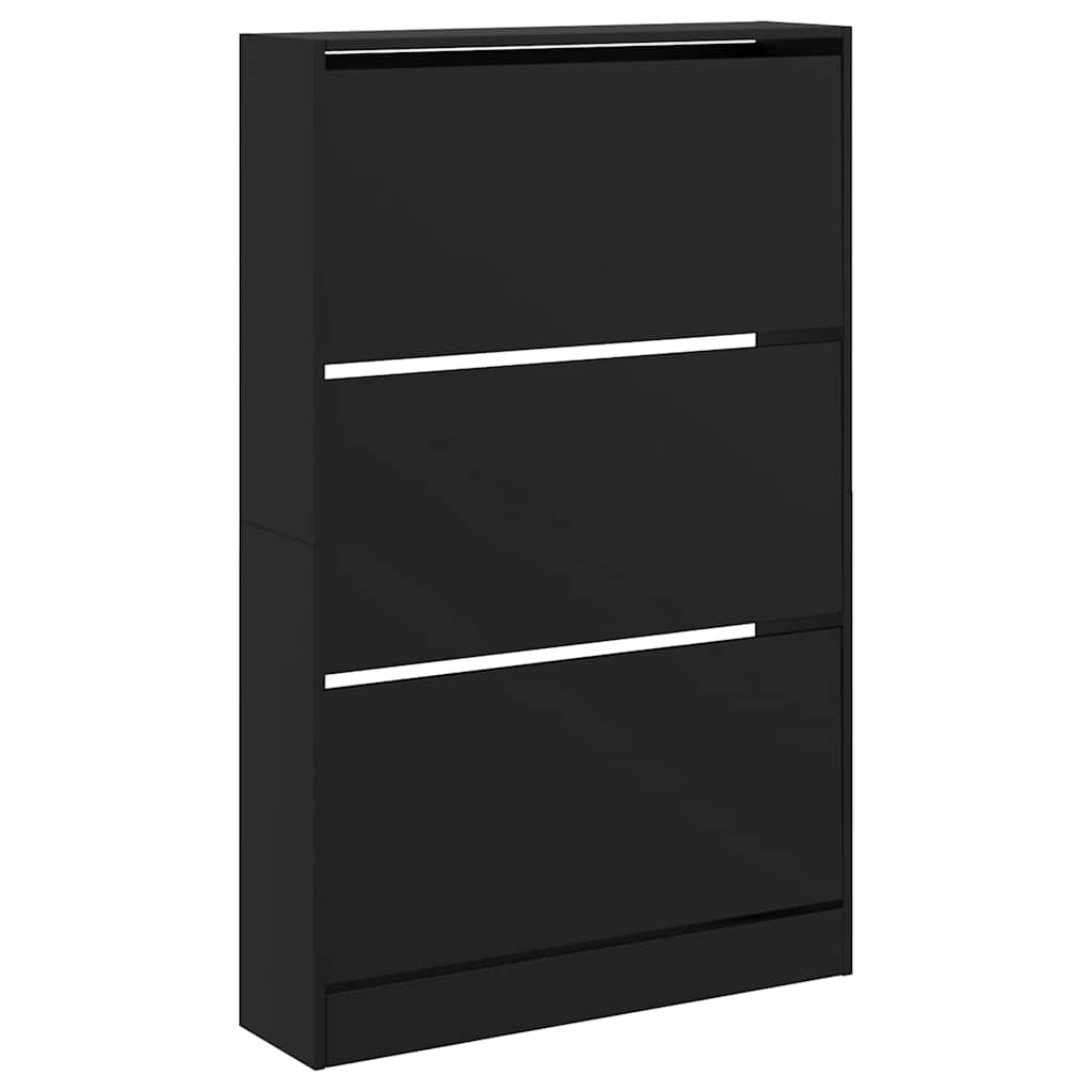 fekete szerelt fa cipőszekrény 80 x 21 x 125,5 cm