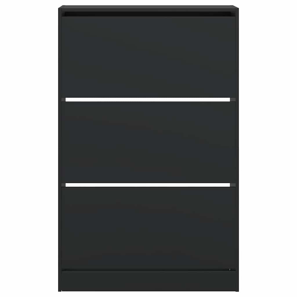 fekete szerelt fa cipőszekrény 80 x 21 x 125,5 cm