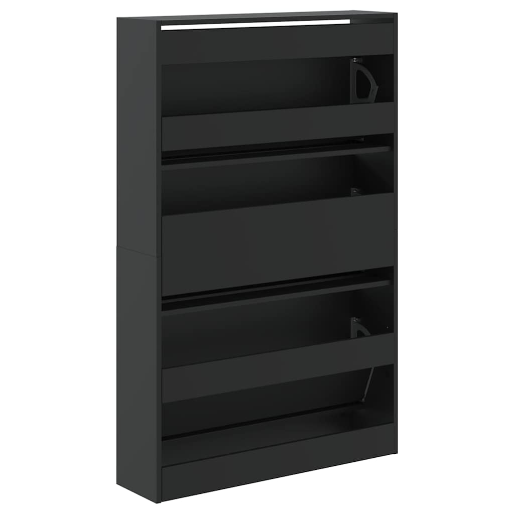 fekete szerelt fa cipőszekrény 80 x 21 x 125,5 cm