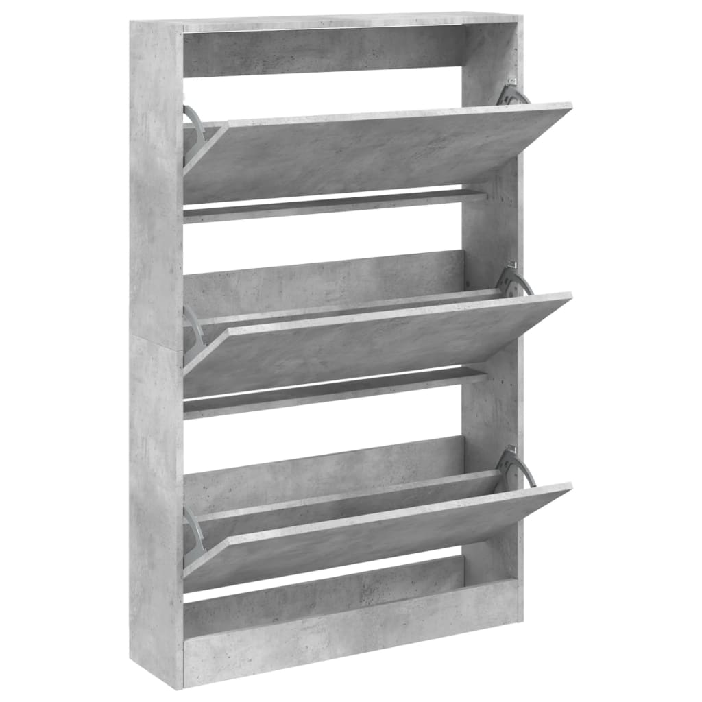betonszürke szerelt fa cipősszekrény 80 x 21 x 125,5 cm