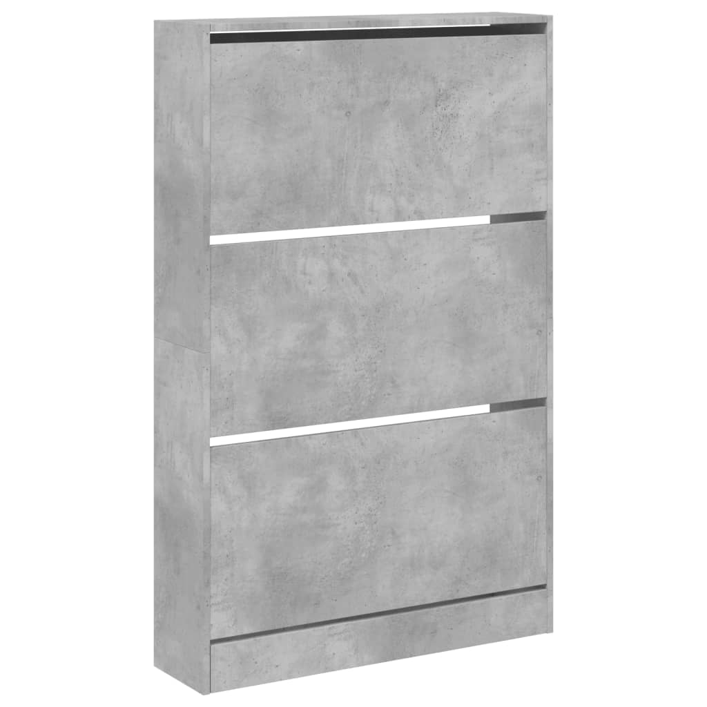 betonszürke szerelt fa cipősszekrény 80 x 21 x 125,5 cm
