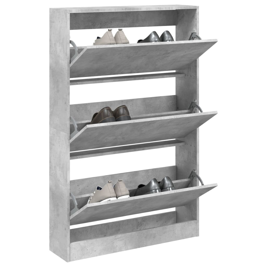 betonszürke szerelt fa cipősszekrény 80 x 21 x 125,5 cm