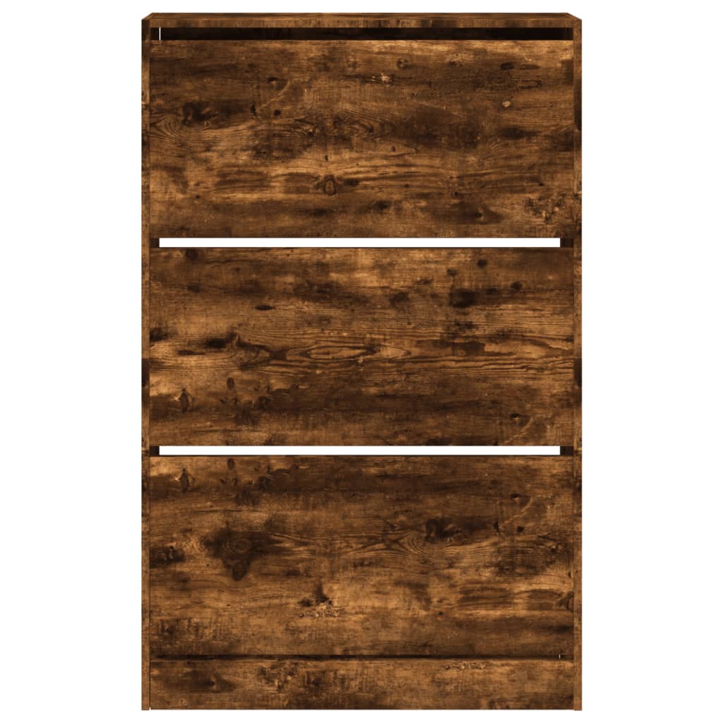 füstös tölgy színű szerelt fa cipőszekrény 80 x 21 x 125,5 cm