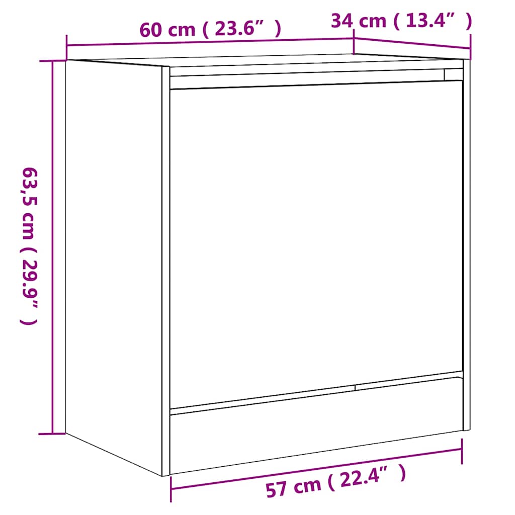 fekete szerelt fa cipőszekrény 60 x 34 x 63,5 cm