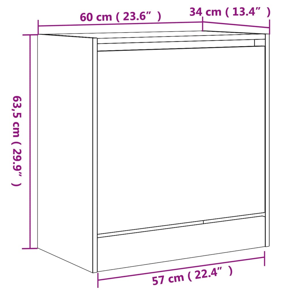 betonszürke szerelt fa cipőszekrény 60 x 34 x 63,5 cm