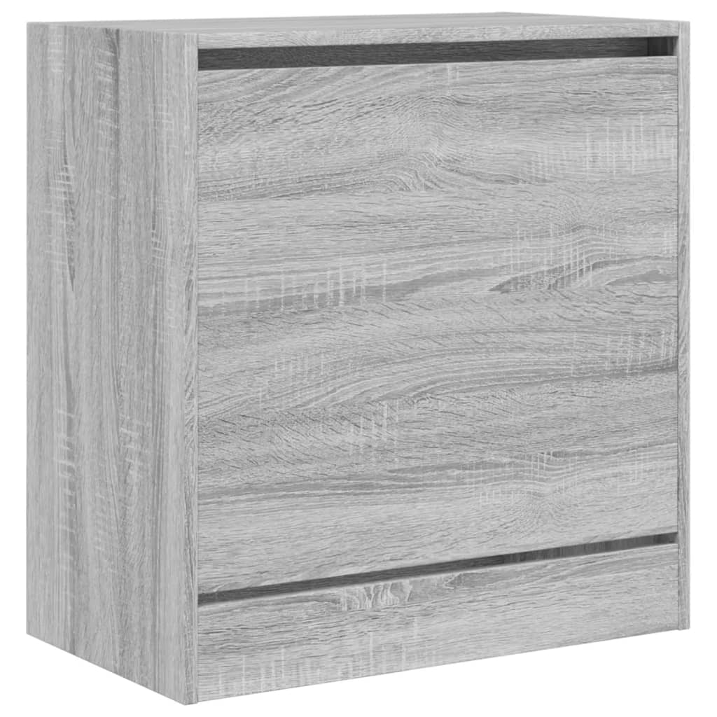 szürke sonoma színű szerelt fa cipőszekrény 60 x 34 x 63,5 cm