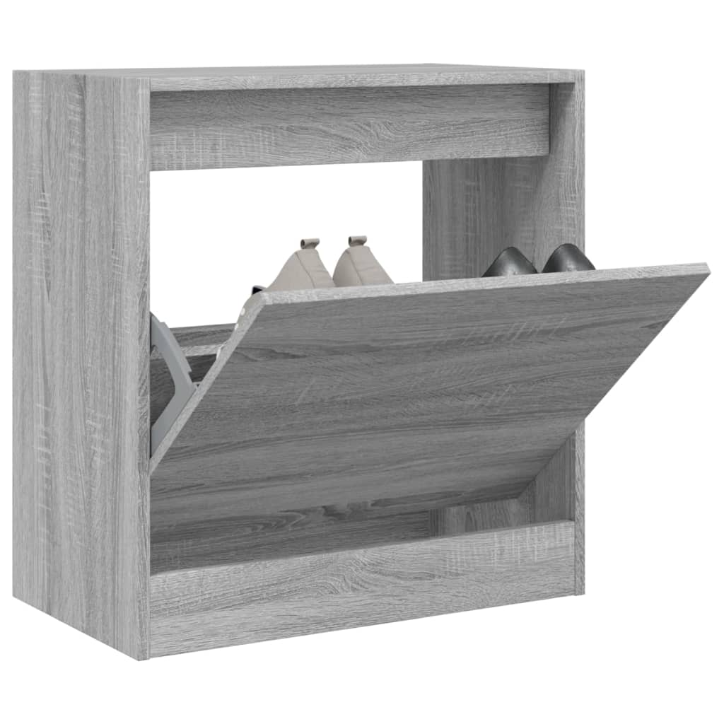 szürke sonoma színű szerelt fa cipőszekrény 60 x 34 x 63,5 cm