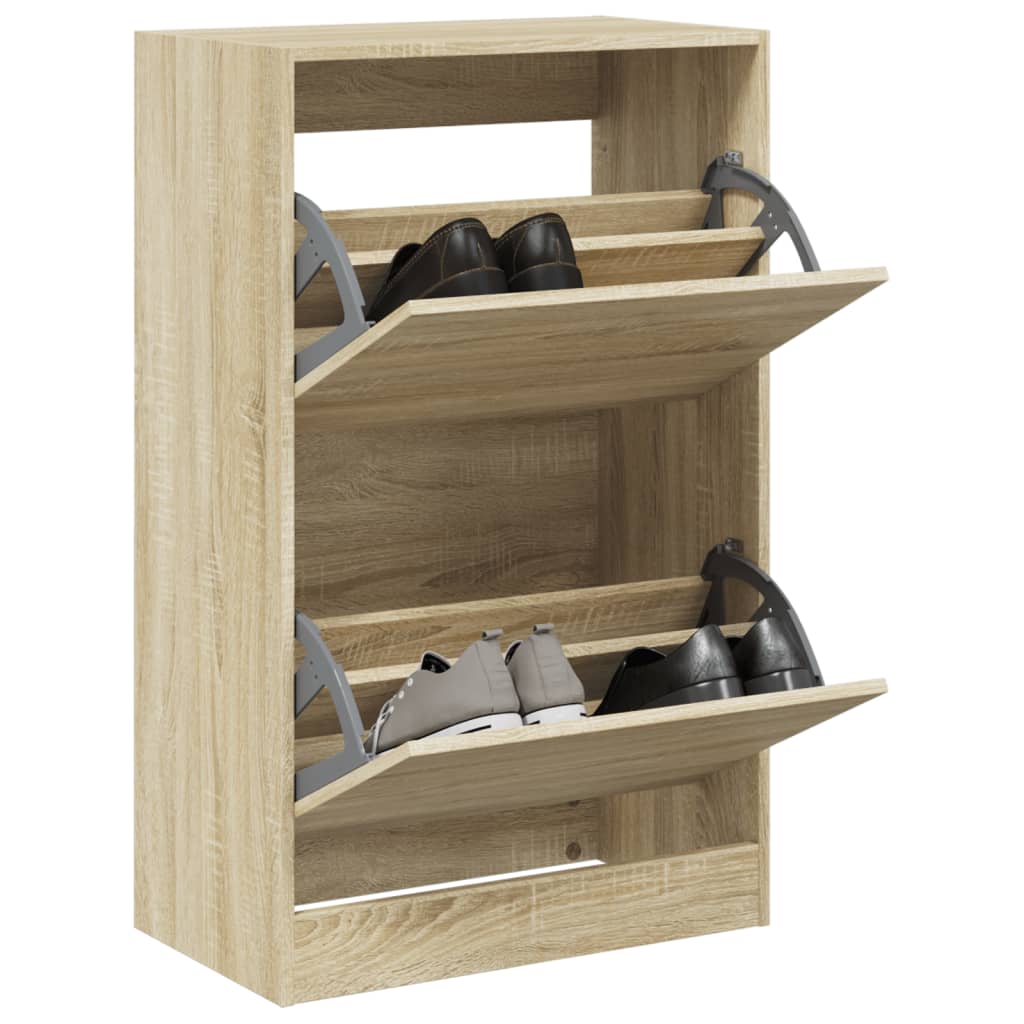 sonoma tölgy színű szerelt fa cipőszekrény 60 x 34 x 96,5 cm