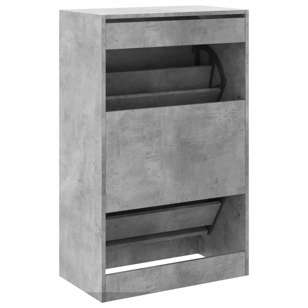 betonszürke szerelt fa cipőszekrény 60 x 34 x 96,5 cm